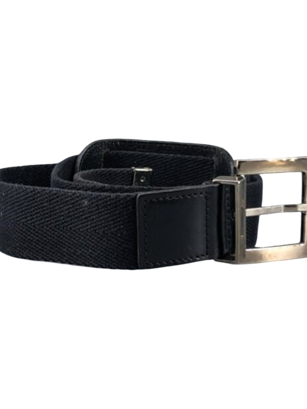Dolce Gabbana Black Textured Fabric Leath Belt Silver Metal Buckle Durable 90 cm